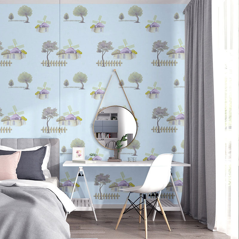 Non-Pasted 20.5" x 33' Wallpaper Simple Cartoon Mushroom Wall Covering for Boy or Girl