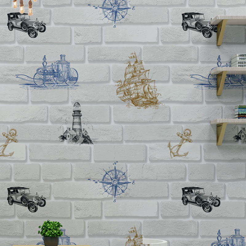 Contemporary Wallpaper Roll Brick and Graffiti Non-Pasted Wall Decor for Children, 57.1 sq ft.