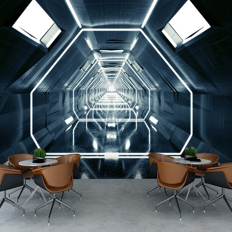 Modern Wall Art for Meeting Room, Black and White 3D Outstretched Tunnel, Made to Measure