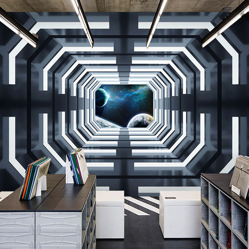 Modern Wall Art for Meeting Room, Black and White 3D Outstretched Tunnel, Made to Measure