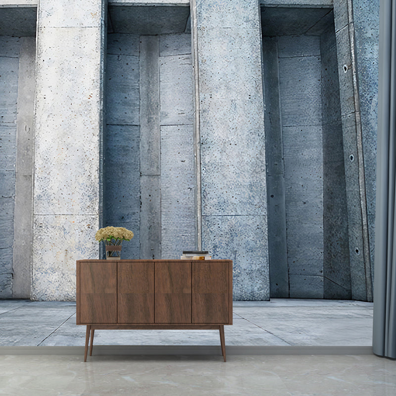 Extra Large Wall Covering Industrial Rustic Cement and 3D Geometries Wall Murals in Pastel Color