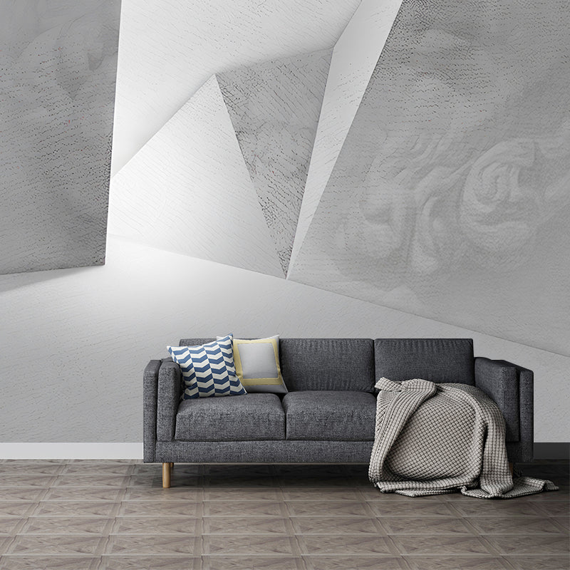 Novel Industrial Mural Wallpaper for Living Room with Pastel Color 3D Block, Made to Measure