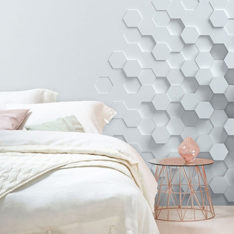 Original Grey 3D Print Hexagon Whole Mural Wallpaper for Coffee Shop and Bar Wall Decor