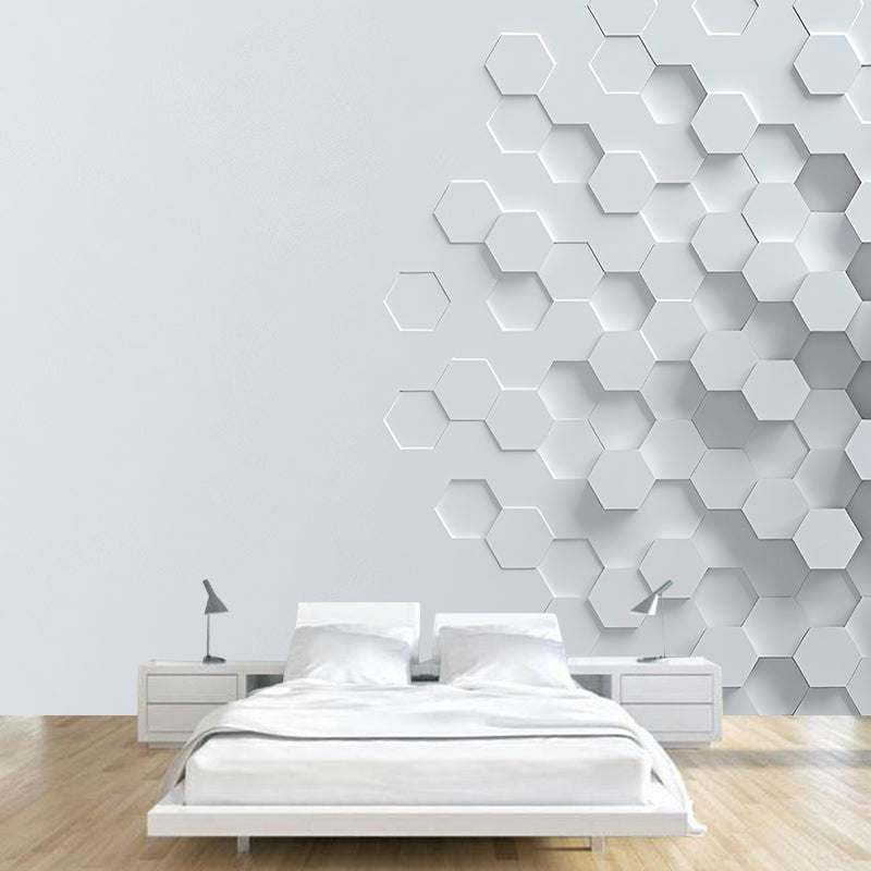 Original Grey 3D Print Hexagon Whole Mural Wallpaper for Coffee Shop and Bar Wall Decor