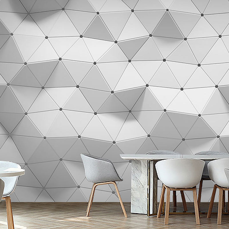 Full Mural Wallpaper Plain Grey 3D Geometries Customized Wall Decor, Personalized Size Available