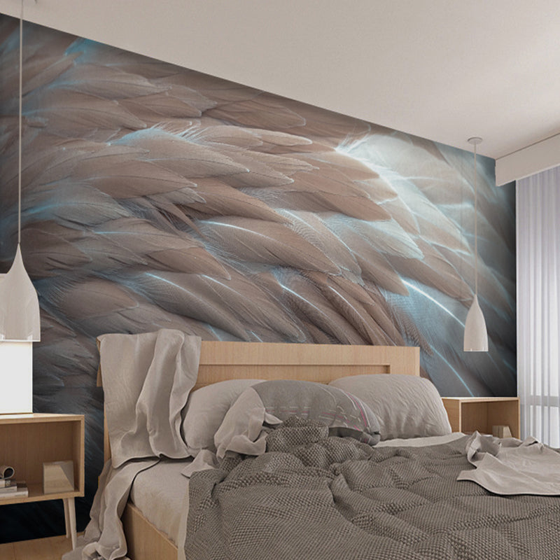 Non-Woven Large Wall Decor with Pastel Color 3D Natural Feather, Personalized Size Available