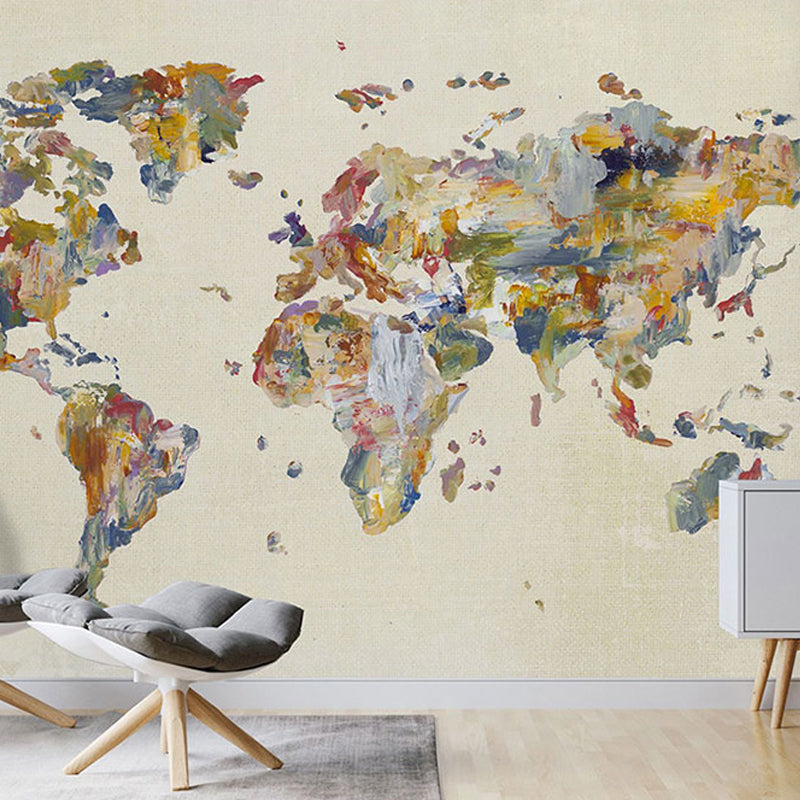 Illustration World Map Mural Extra Large Wall Art for Home Decoration, Full Size