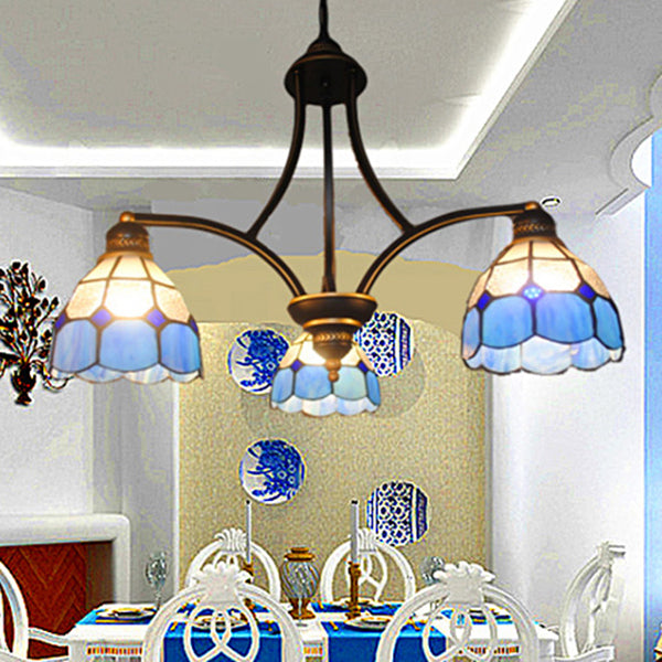 Lampadella a cupola a cupola Light 3 Luci colorate in vetro Appednare in blu per tavolo da pranzo