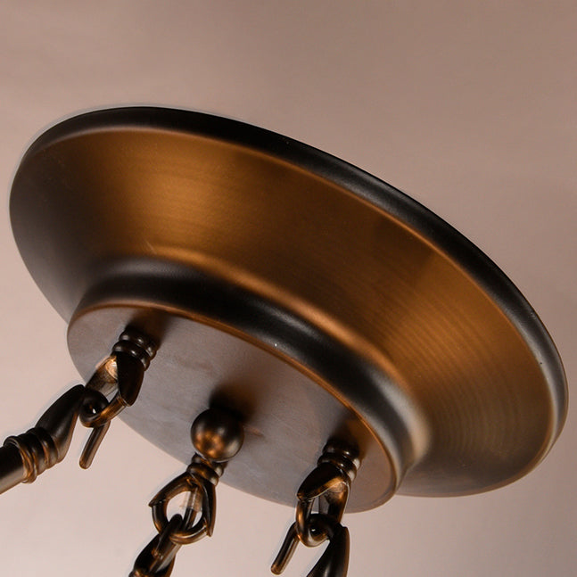 Tiffany Bowl Affermazione a soffitto con bordo smerlato 6 luci colorate lampadario in vetro per la camera da letto