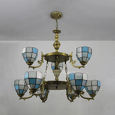 2 niveaux de bol de lustre suspendu avec une chaîne réglable de 10 "9 lumières Vétonnage Éclairage du salon