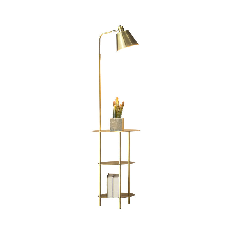 Modernism 1 Bulb Standing Light with Metal Shade Gold Finish Cone Floor Table Lamp