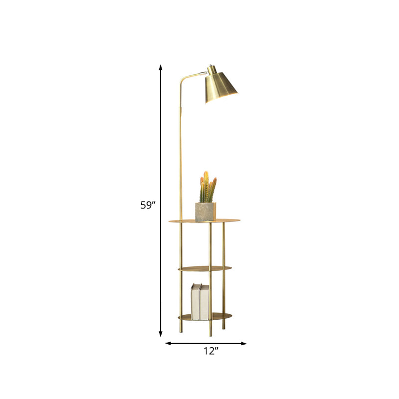 Modernisme 1 ampoule Lumière debout avec une teinte en métal or finale de finition de planche de plancher lampe