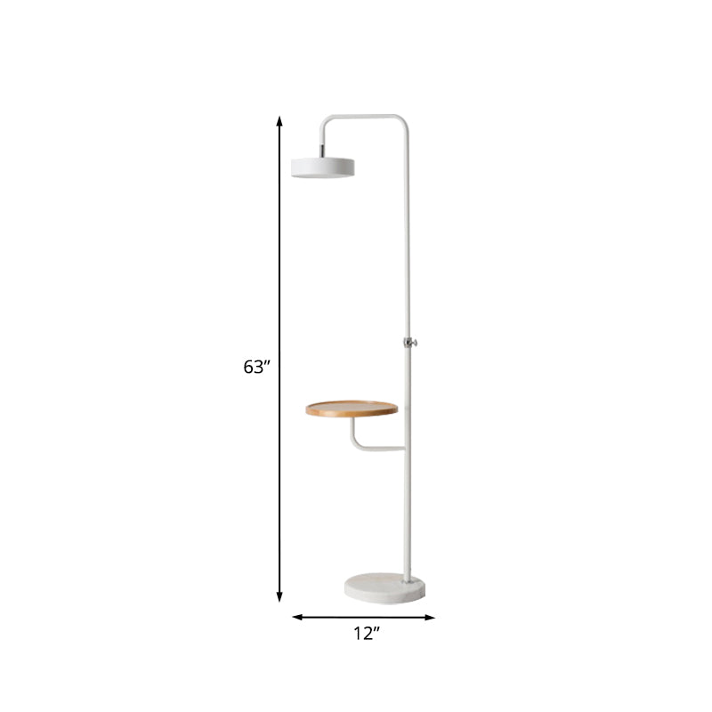 Witte afwerking cirkel vloer bureau lamp modernisme led metaal staand licht met marmeren basis