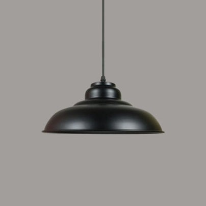 Retro Loft Dome Pendant Lighting 1 Bulb Iron Hanging Ceiling Light in Black For Kitchen