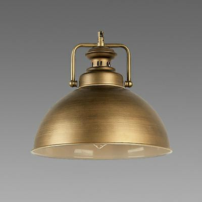 Brushed Brass Domed Pendant Lamp Vintage Retro Metal 1 Light Kitchen Suspension Light with Handle