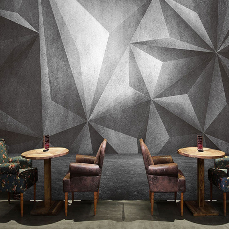 Full Wall Murals for Gallery 3D Irregular Geometries Wall Covering in Industrial Like Color, Stain-Resistant