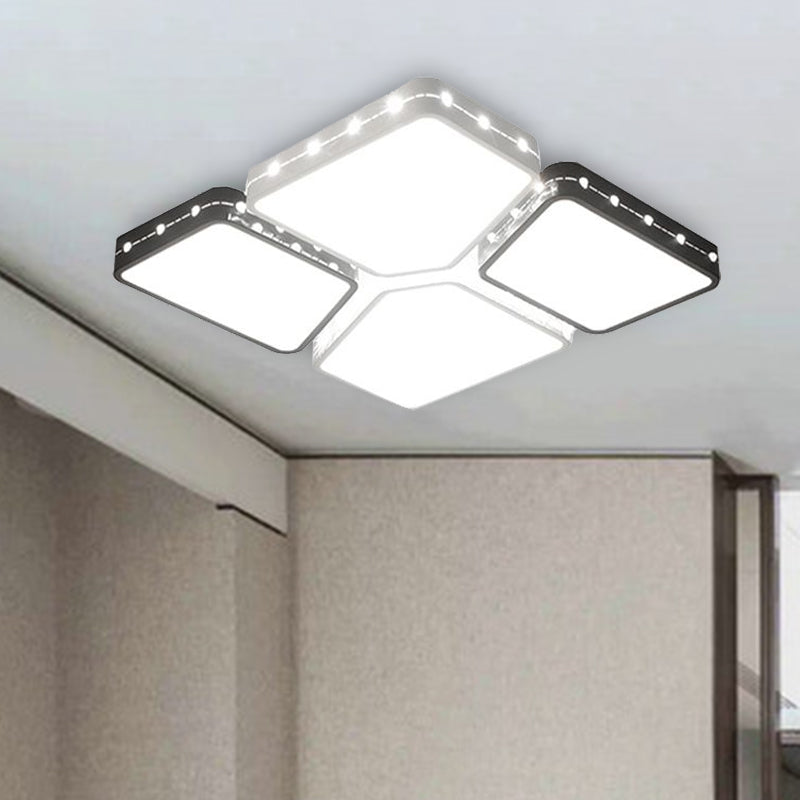 Illuminazione da incasso per camera da letto quadrata in acrilico 19,5"/23,5" W LED in stile modernista Lampada da soffitto in bianco, luce calda/bianca