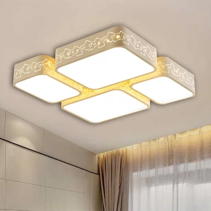 Moderna lámpara de techo LED empotrada con pantalla acrílica, lámpara de techo cuadrada blanca con iluminación blanca cálida