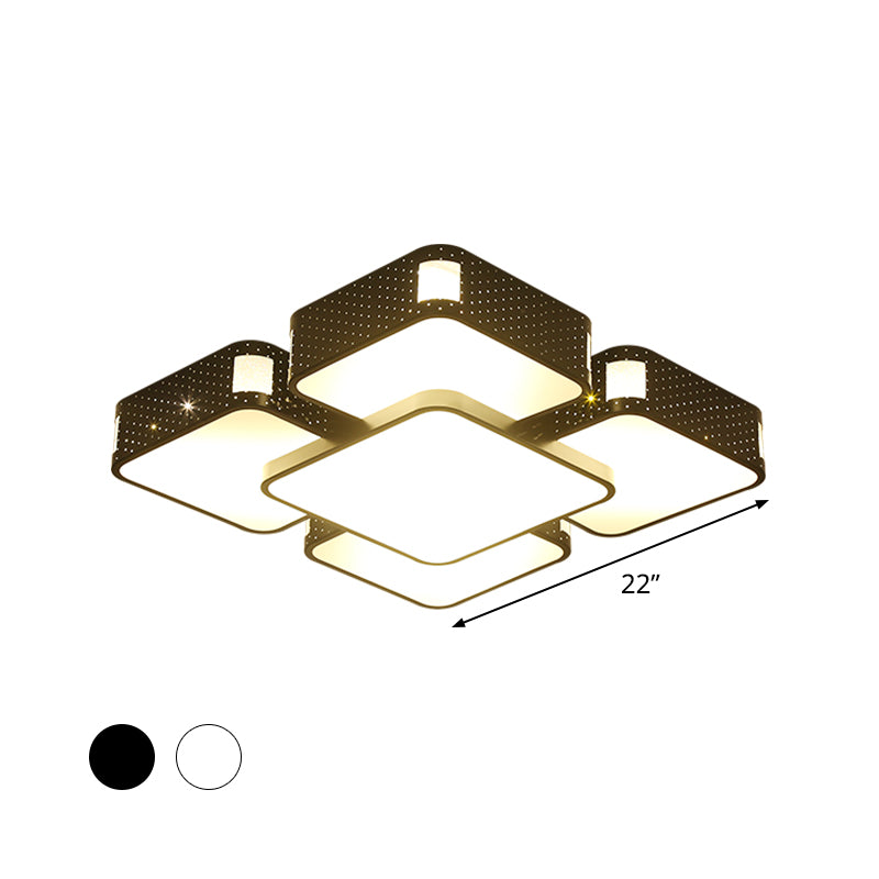 Lampada da incasso a cubo da 22"/38"/47" Lampada da soffitto moderna in acrilico caldo/bianco Lampada da soffitto a LED per soggiorno in nero/bianco