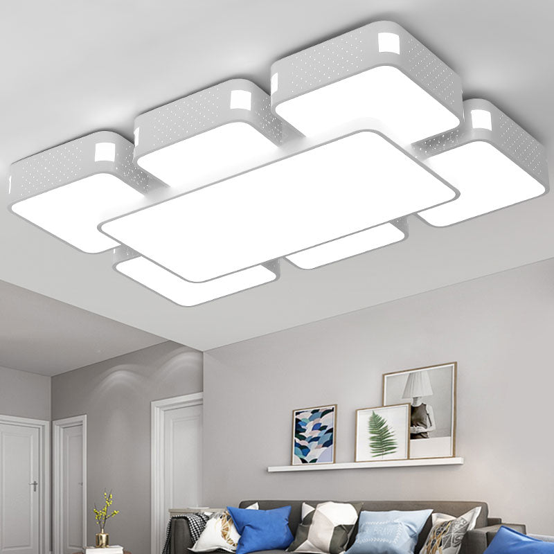 Lampada da incasso a cubo da 22"/38"/47" Lampada da soffitto moderna in acrilico caldo/bianco Lampada da soffitto a LED per soggiorno in nero/bianco