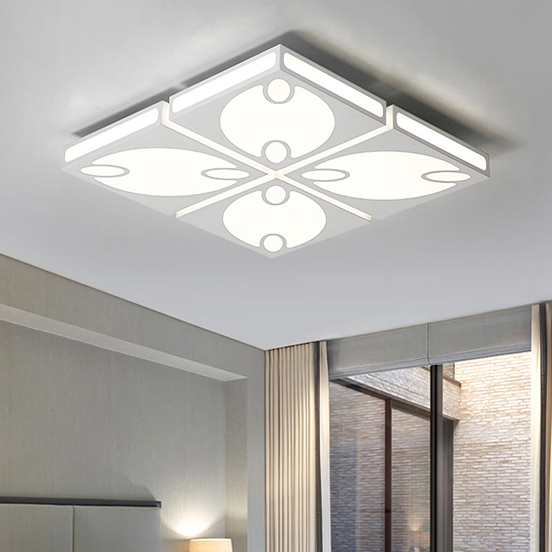 Vierkante Plafond Opgezette Licht met Ovaal Patroon Hedendaagse Acryl 19.5"/23.5" W LED Zwart/Wit Flush Mount Lamp, Warm/Wit Licht