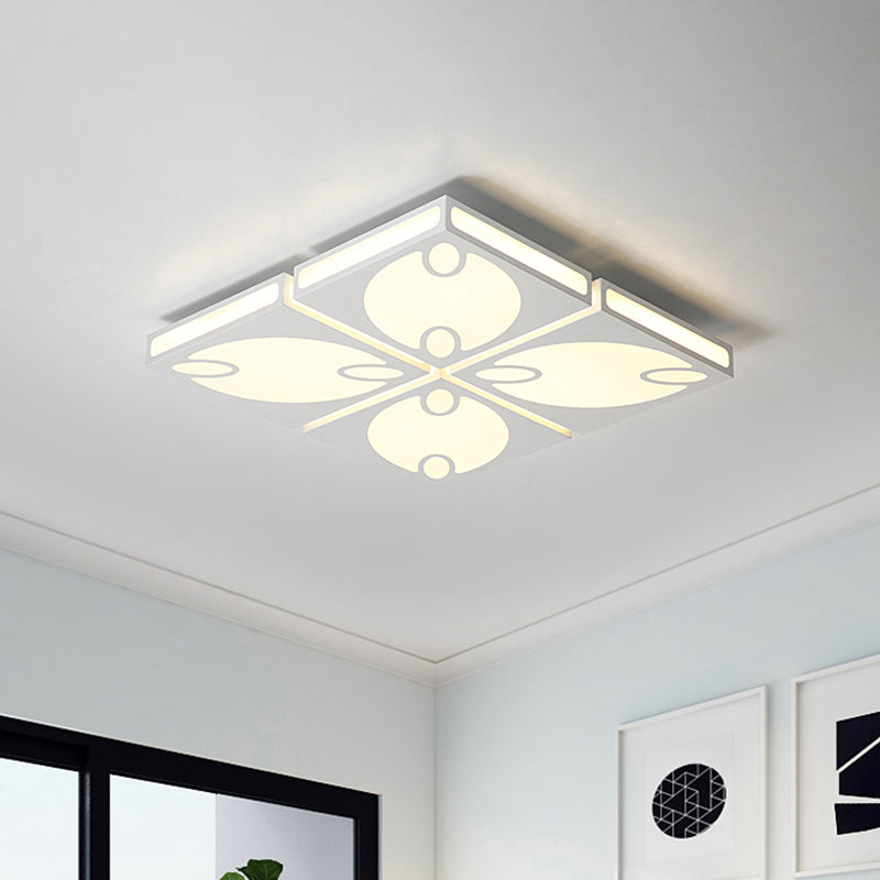 Luz montada en el techo cuadrado con patrón Oval Acrílico Contemporáneo 19,5 "/23,5" W Lámpara de montaje de color blanco/negro LED, Luz cálida/blanca