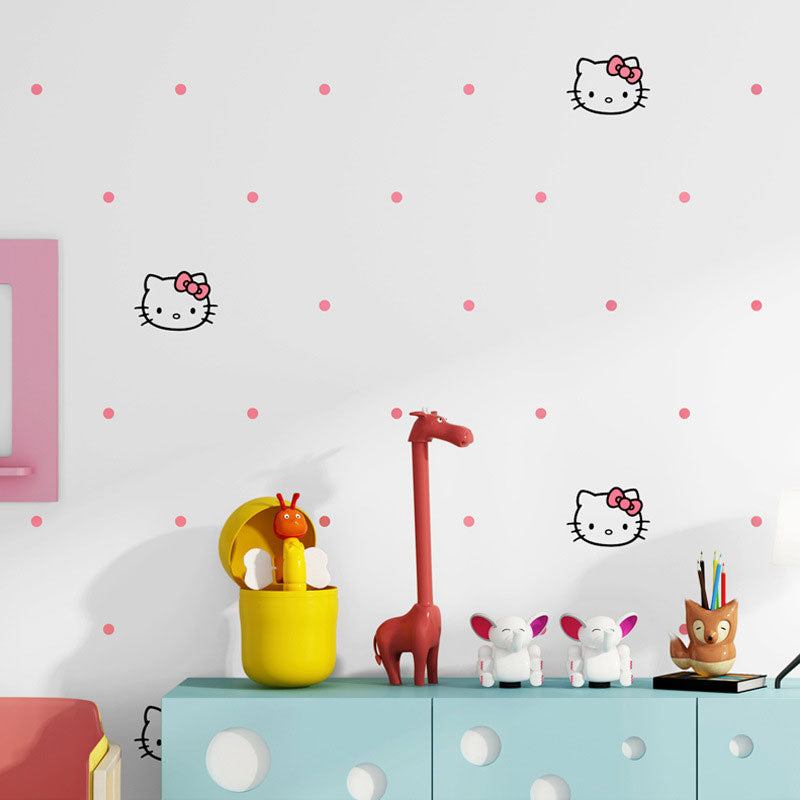 Illustration Style Cute Kitty Wallpaper for Girl's Bedroom in Pink Color, 20.5"W x 33'L