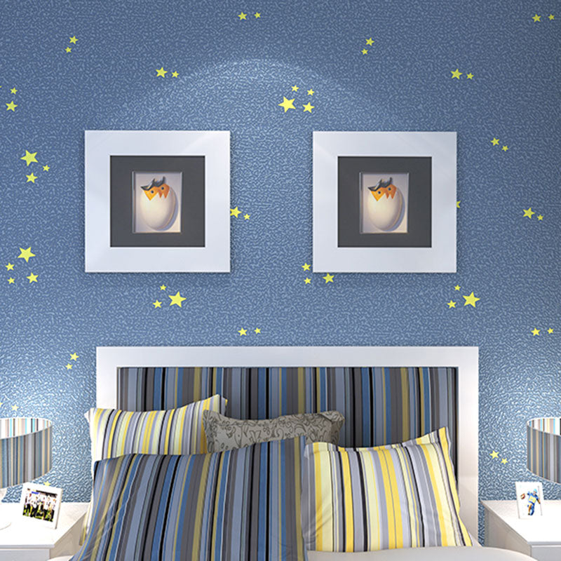 Blue Luminous Star Wallpaper Roll Waterproofing Wall Decor for Children, 33 ft. x 20.5 in