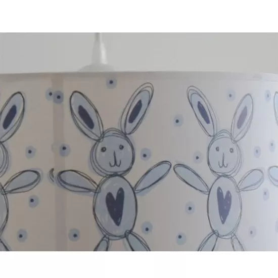 Cartoon White Pendant Light Round Shade 1 Light Paper Hanging Light with Bunny for Game Room