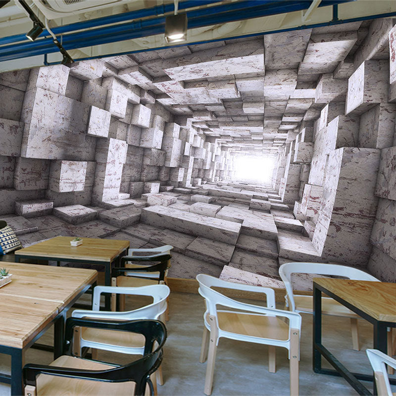 Photo Outspread 3D Geometries Mural Full Size Wall Art for Coffee Shop, Made to Measure