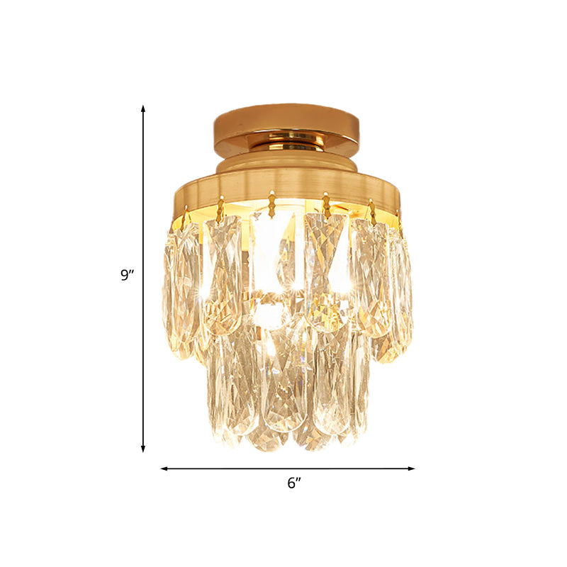 Lámpara de techo Pinecone/Cylinder Coyer Crystal 1 Bulb Gold Semi Flush Mount Lighture Light