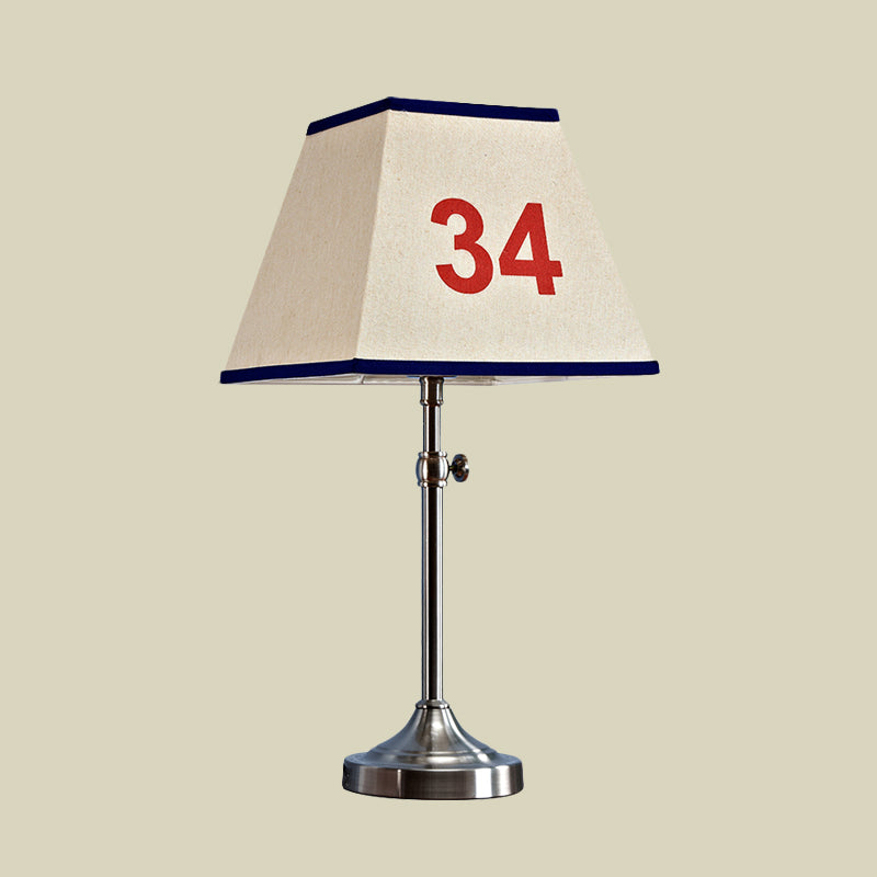 Pagoda Metal Table Lamp with Number Pattern Contemporary Single Light Beige Night Lighting for Bedroom