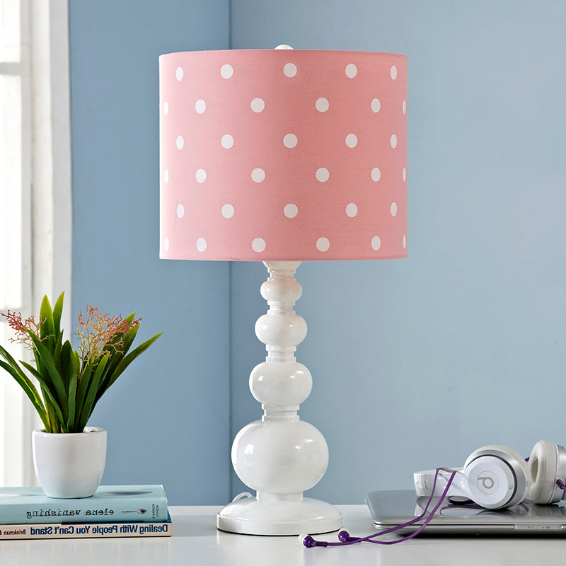 Drum Shade Desk Lighting with Spot/Stripe Shape Minimal Resin 1 Bulb Blue/Pink Night Lamp