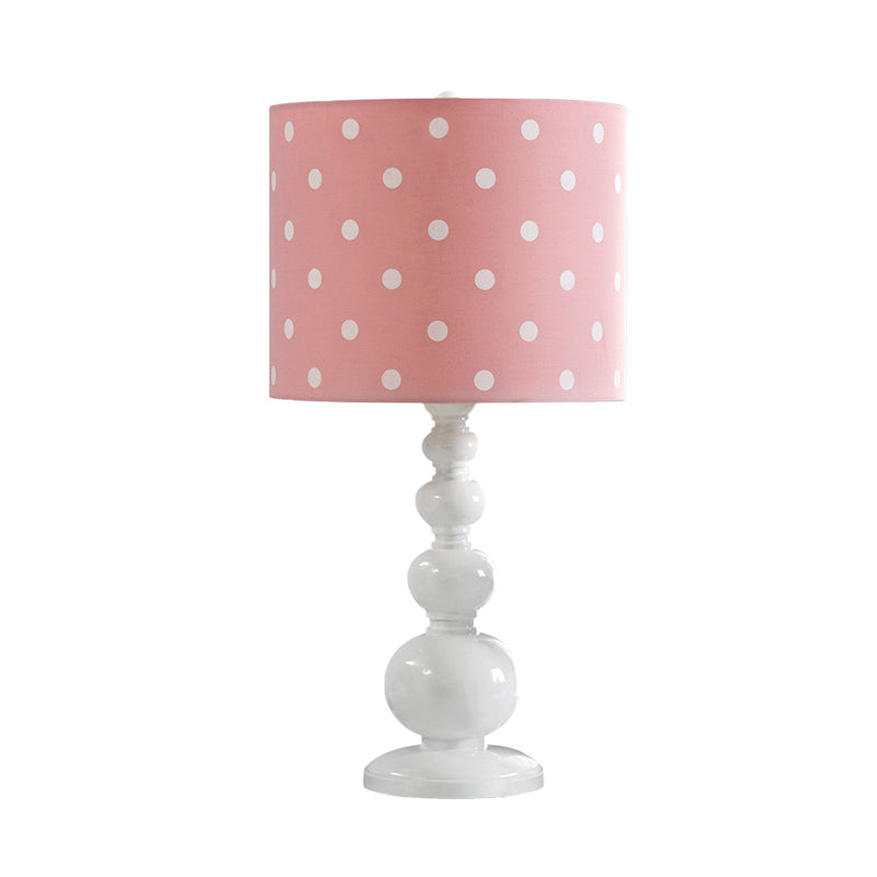 Drum Shade Desk Lighting with Spot/Stripe Shape Minimal Resin 1 Bulb Blue/Pink Night Lamp