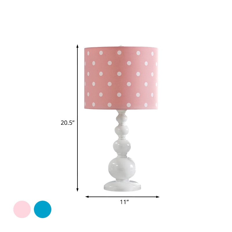 Drum Shade Desk Lighting with Spot/Stripe Shape Minimal Resin 1 Bulb Blue/Pink Night Lamp