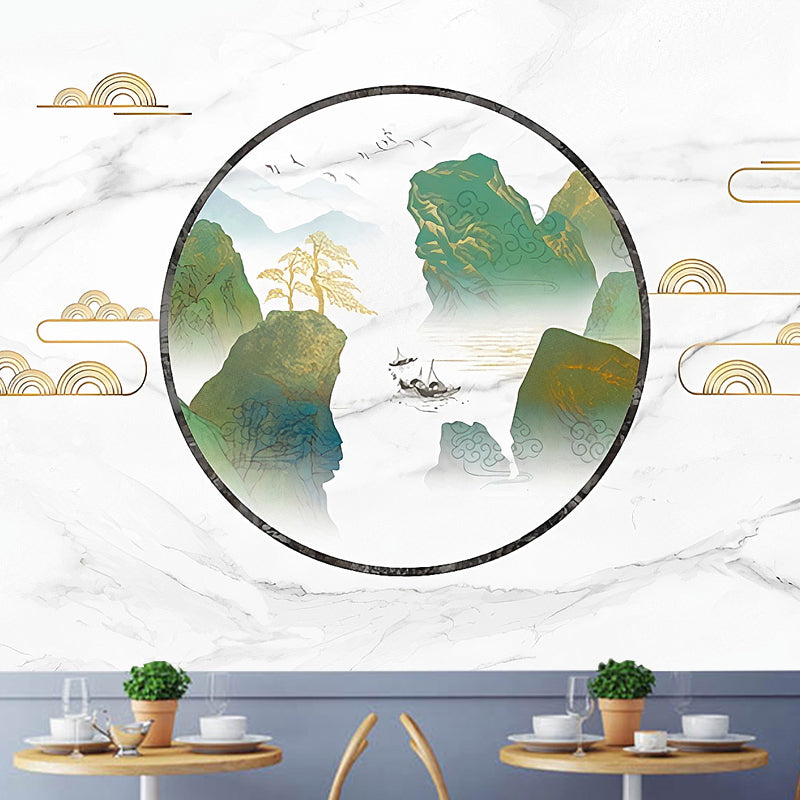 Illustration Mountain Mural Full Size Wall Art for Accent Wall, Custom-Printed