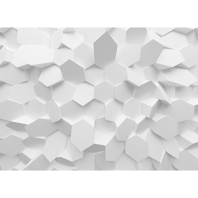 Grey 3D Print Hexagon Mural Wallpaper Waterproofing Wall Covering for Meeting Room Decor