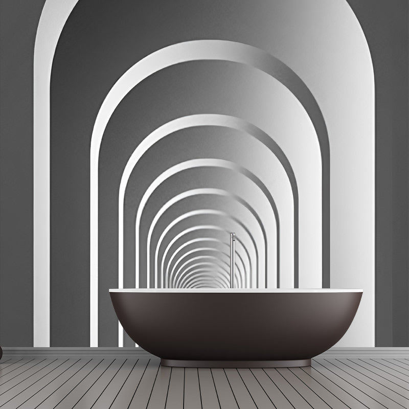 3D Print Tunnel Mural Wallpaper in Grey, Minimalist Wall Art for Meeting Room Decoration