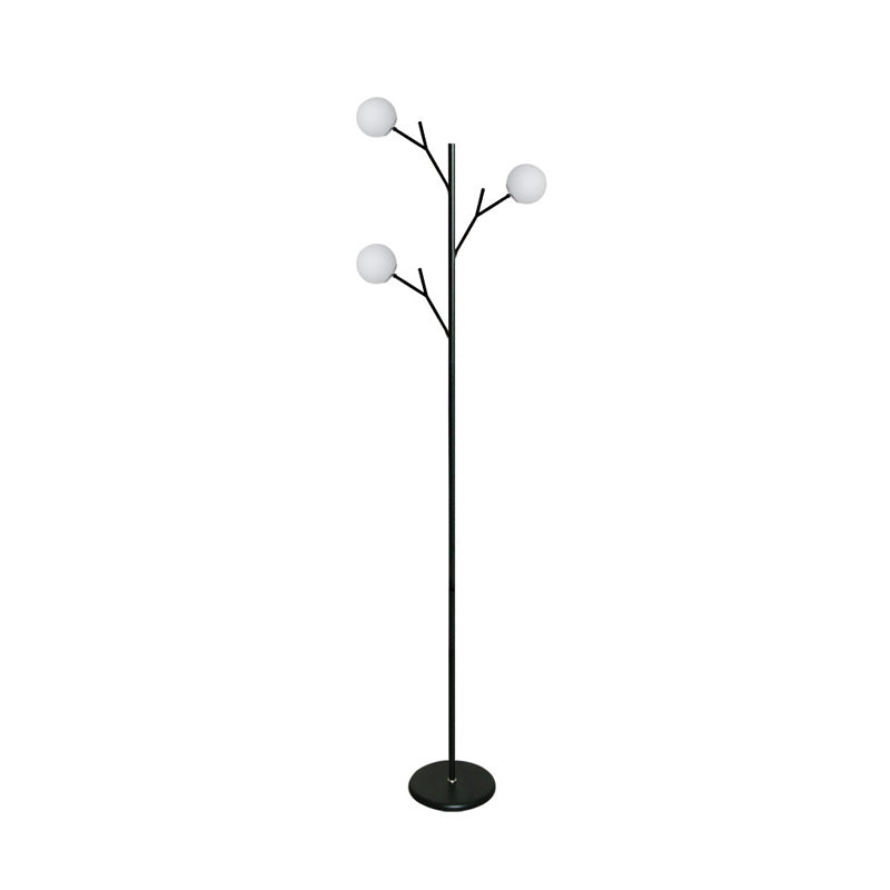 Metal Tree-Like Floor Light Contemporary 3 Bulbs Black/White Standing Lamp for Bedroom