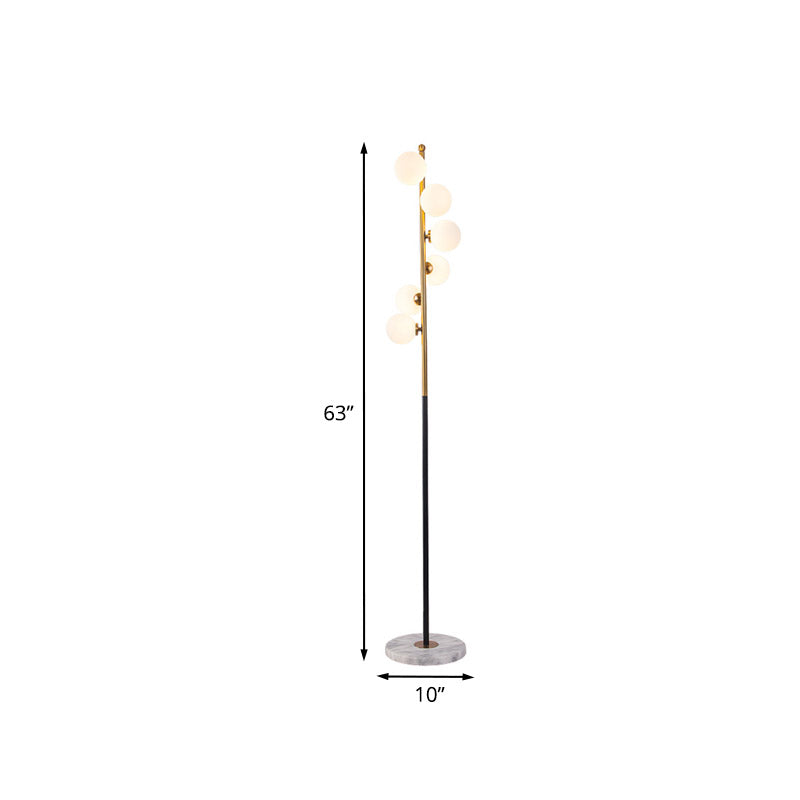 Schwarzgoldkugel Bodenlicht Einfache LED-Glas-Stand-up-Lampe mit Spiraldesign für den Untersuchungsraum