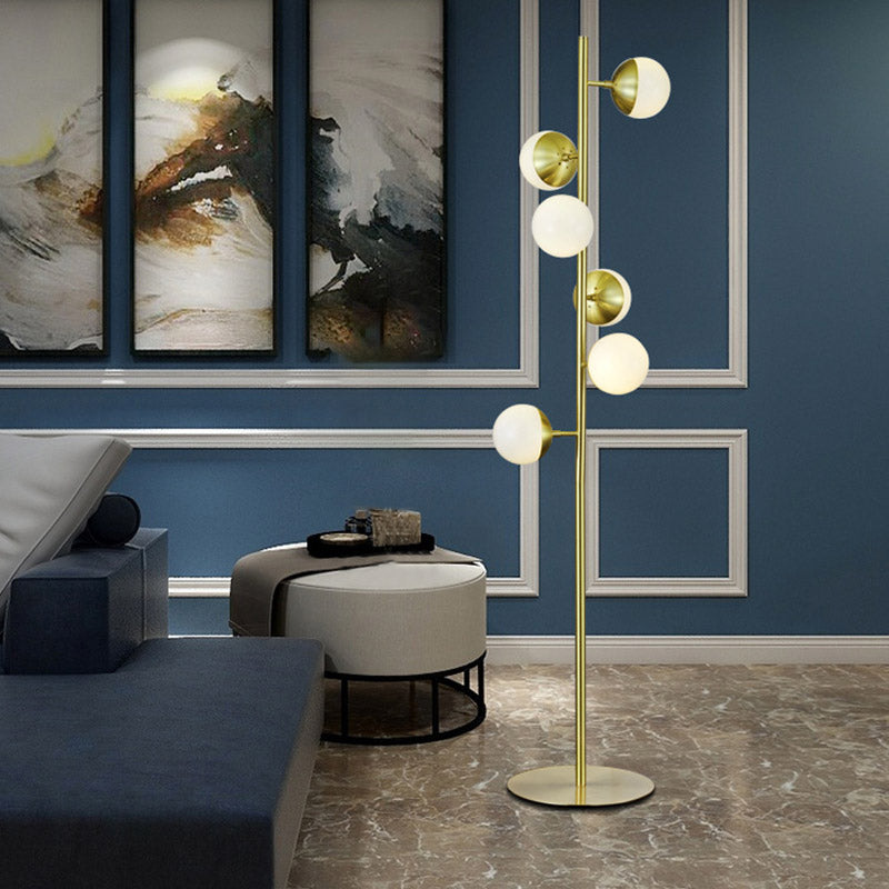 Metal Ball Shape Standing Light Simplicity LED Gold Floor Reading Lamp for Living Room