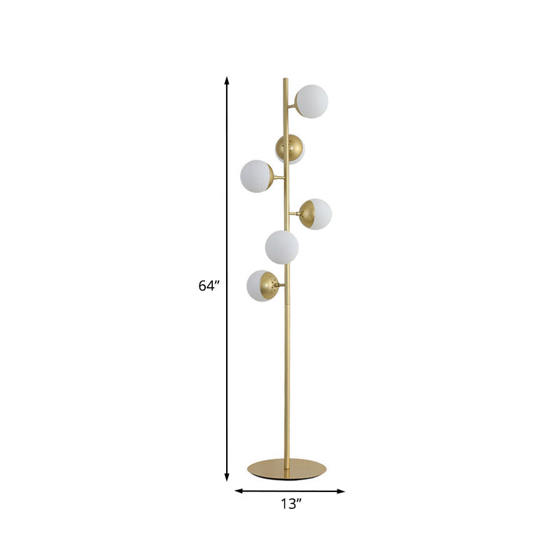 Forma de bola de metal luz de pie simplicidad lámpara de lectura de piso de oro led para sala de estar