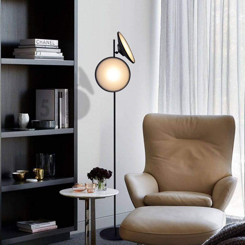 Nordic Trumpet Standing Lighting Metal LED Study Room Floor Reading Lamp in Black, Warm/White Light