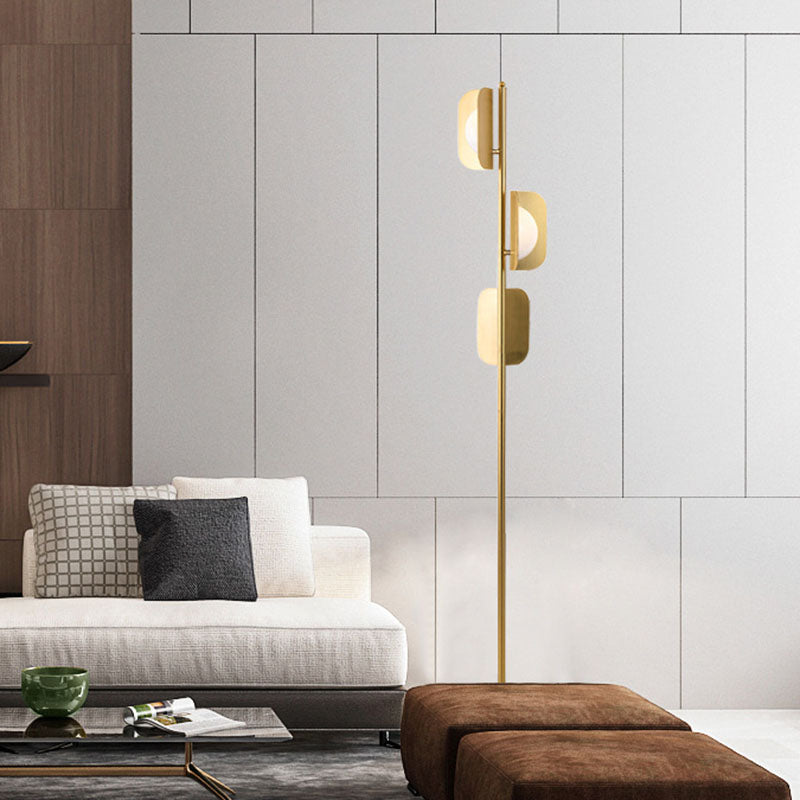 Metallic geometrische leesvloer Lamp eenvoudig 3 bollen goud staanlicht voor woonkamer