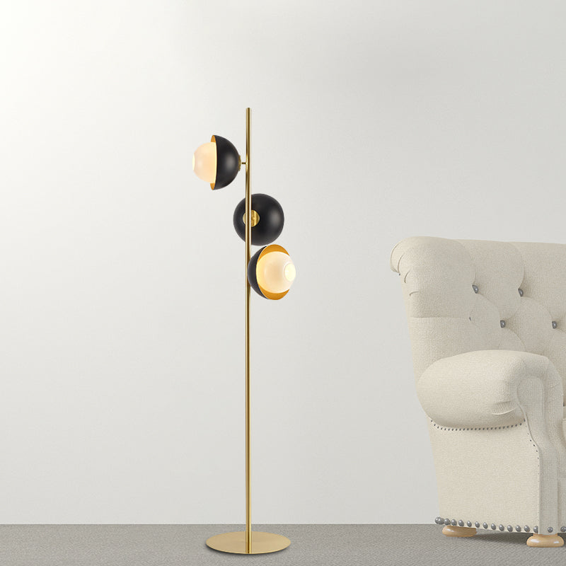 Black-Gold Semicircle-Shaped Standing Light Modernist LED Metallic Floor Lamp for Bedroom