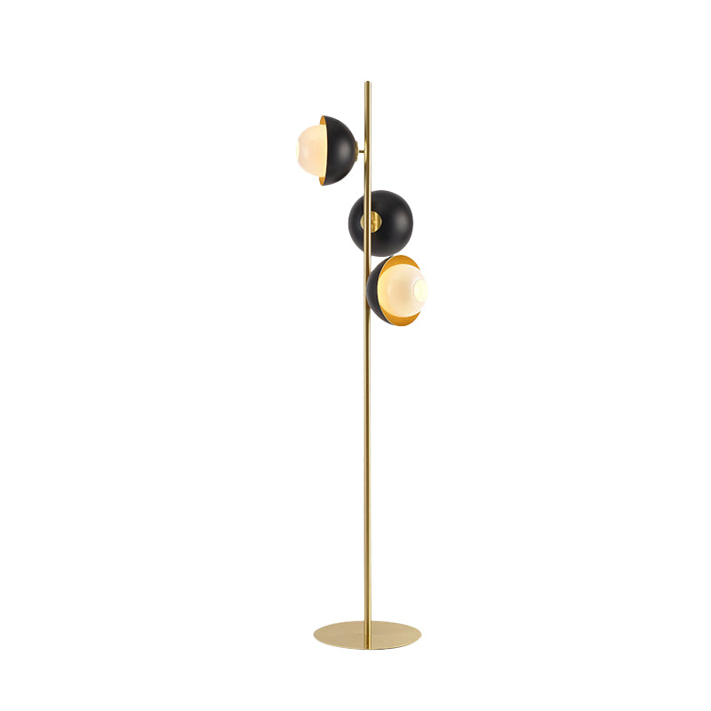 Black-Gold Semicircle-Shaped Standing Light Modernist LED Metallic Floor Lamp for Bedroom