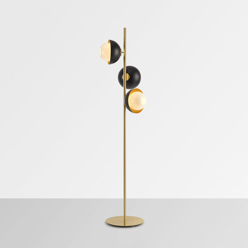 Black-Gold Semicircle-Shaped Standing Light Modernist LED Metallic Floor Lamp for Bedroom