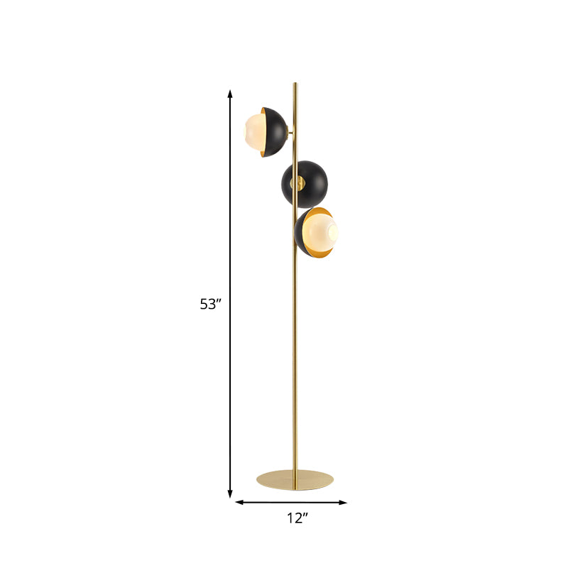 Black-Gold Semicircle-Shaped Standing Light Modernist LED Metallic Floor Lamp for Bedroom