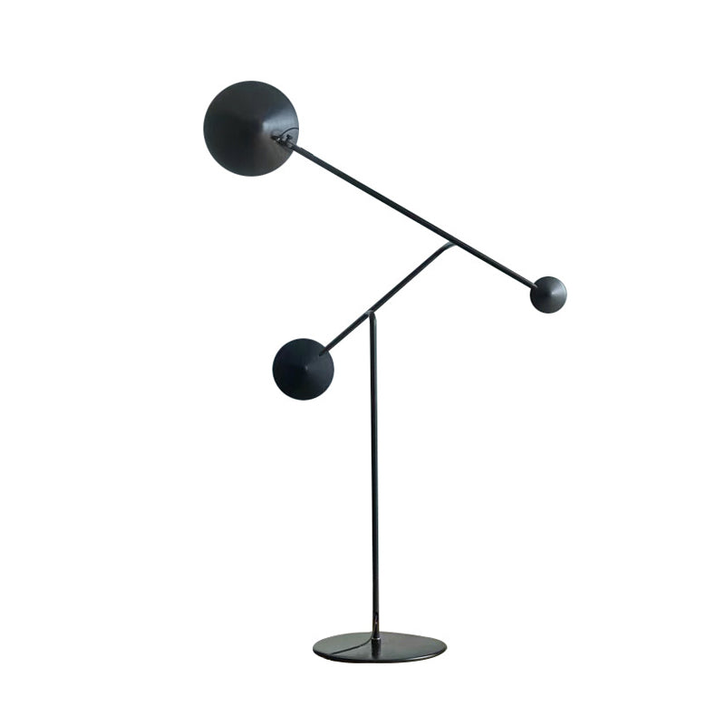 Conical Floor Reading Lamp with Balance Arm Contemporary Metal LED Study Room Standing Light in Black