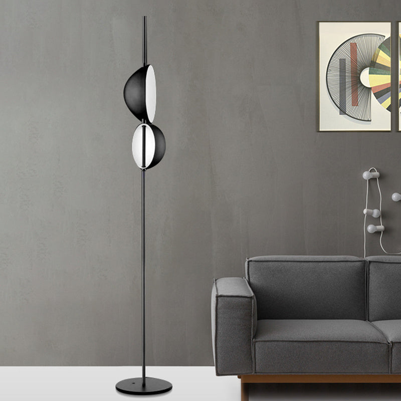 Nordic Semi-Orb Floor Reading Light Metallic LED Living Room Standing Lamp in Black/Gold